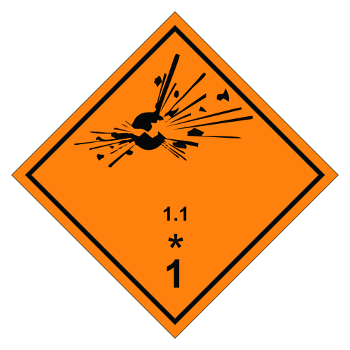 Знак опасности. Класс 1.1, 1.2, 1.3. Взрывчатое вещество